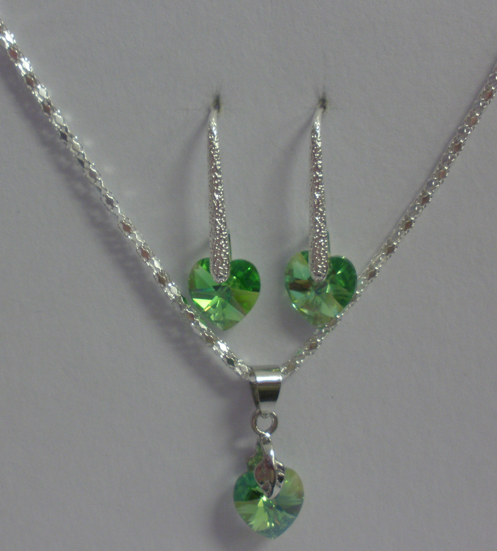 Sada Swarovski Srdce Peridot AB s bižuterními komponenty (Sw10Sr25)