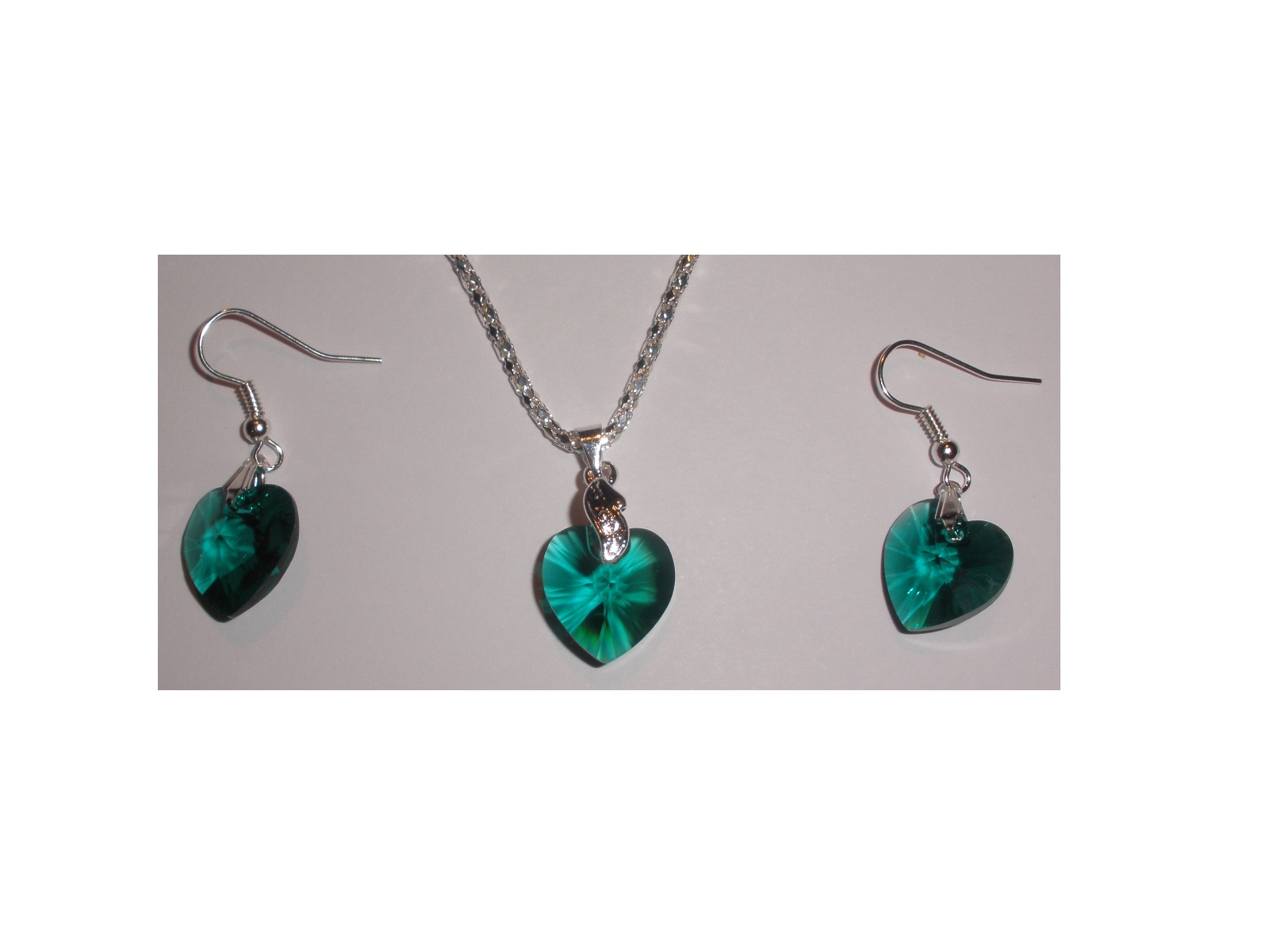 Sada Swarovski Srdce Emerald s bižuterními komponenty (Sw14Sr1)
