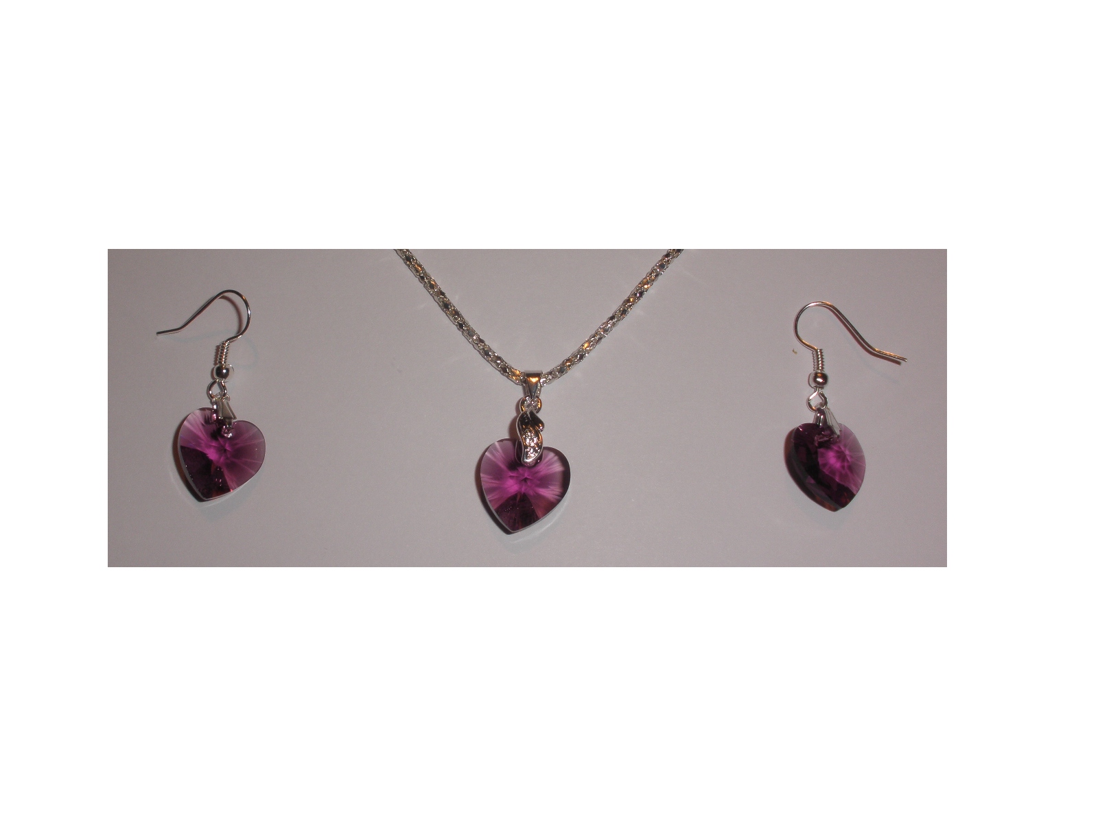 Sada Swarovski Srdce Amethyst s bižuterními komponenty (Sw14Sr2)