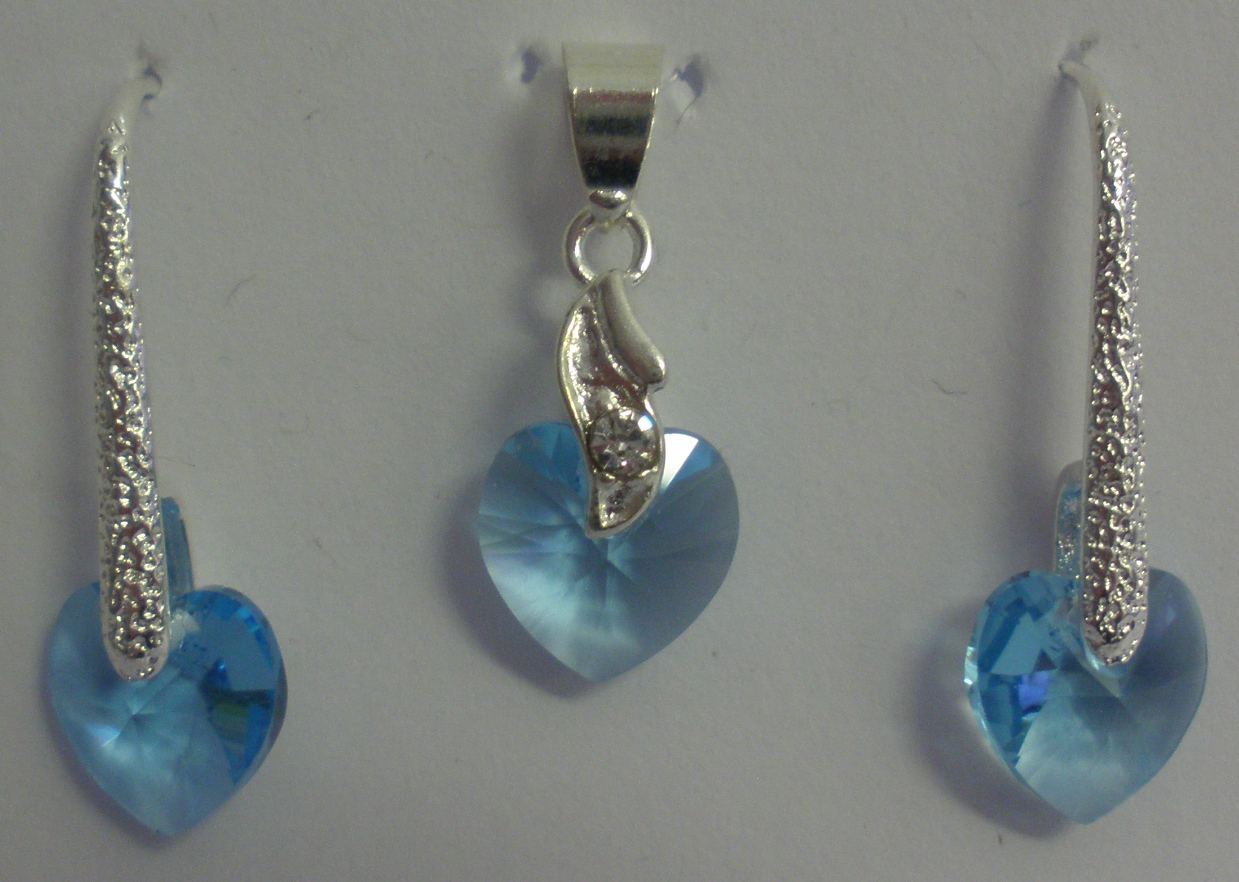 Sada Swarovski Srdce Aquamarine s bižuterními komponenty (Sw10Sr8)