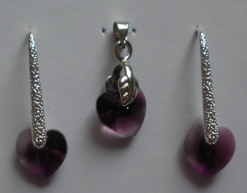 Sada Swarovski Srdce Amethyst s bižuterními komponenty (Sw10Sr32)