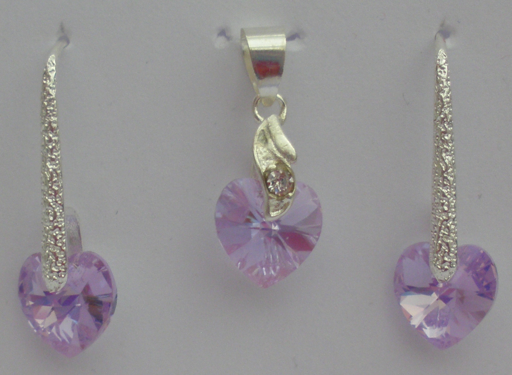 Sada Swarovski Srdce Violet AB s bižuterními komponenty (Sw10Sr16)