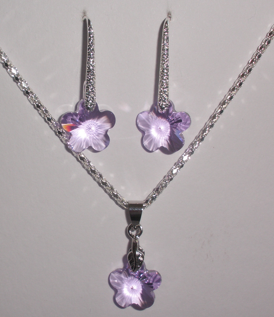 Sada Swarovski Kytička Violet s bižuterními komponenty