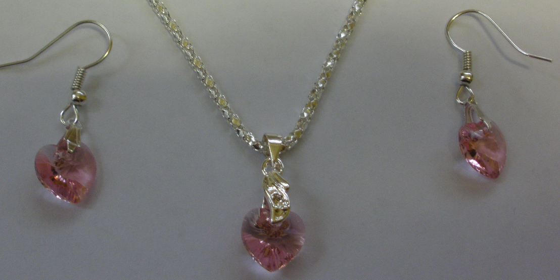 Sada Swarovski Srdce Light Rose s bižuterními komponenty (Sw10Sr7)