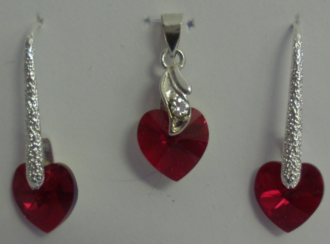 Sada Swarovski Srdce Siam AB s bižuterními komponenty (Sw10Sr3)