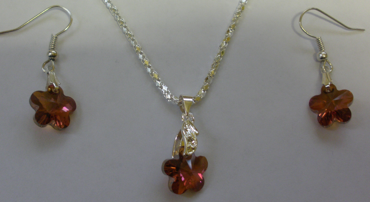 Sada Swarovski Kytička Crystal Copper AB s bižuterními komponenty (SwKy4)