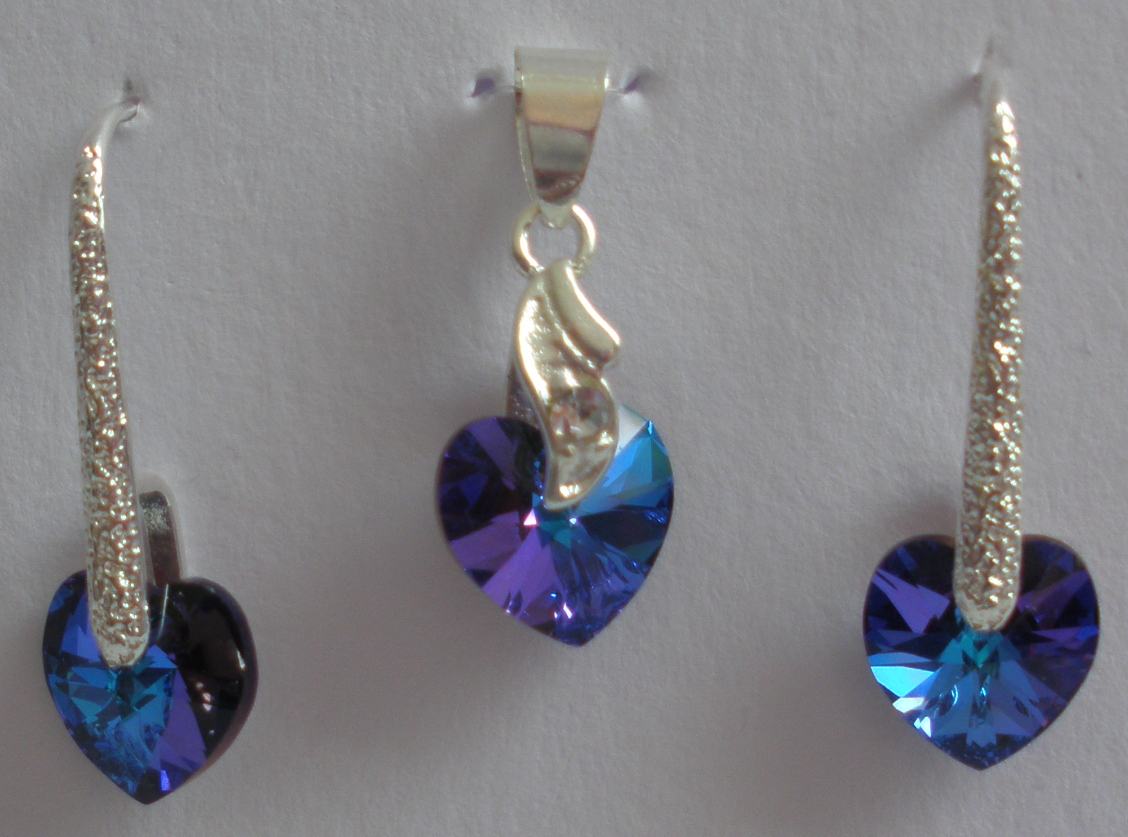 Sada Swarovski Srdce Crystal Heliotrope AB s bižuterními komponenty (Sw10Sr2)