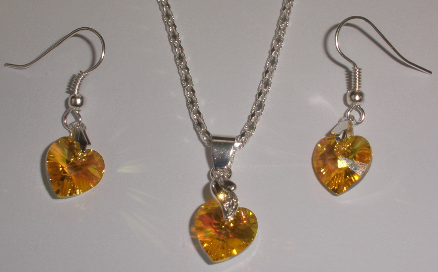 Sada Swarovski Srdce Light Topaz AB s bižuterními komponenty (Sw10Sr4)