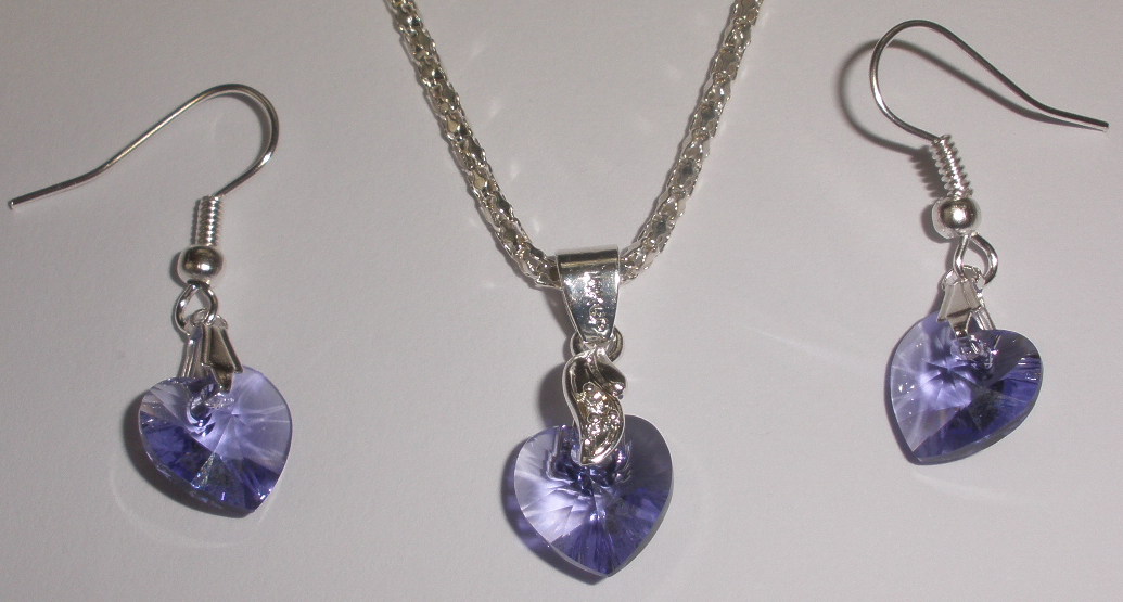 Sada Swarovski Srdce Tanzanit s bižuterními komponenty (Sw10Sr27)