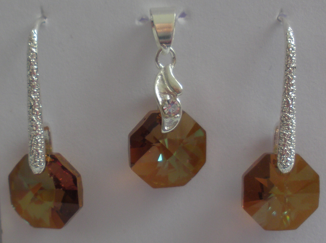 Sada Swarovski Oktagon Crystal Copper s bižuterními komponenty (SwOK2)