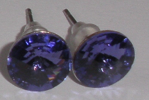 Náušnice Swarovski Rivoli Tanzanit na rhodiované puzetě (Puz8_31)