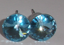 Náušnice Swarovski Rivoli Aquamarine na rhodiované puzetě (Puz8_39)