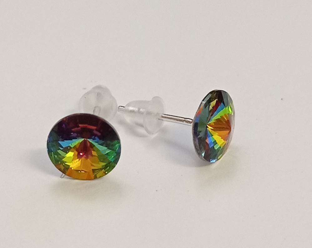 Náušnice Swarovski Rivoli Vitrail Medium na puzetě s AG925 (Puz8_44)