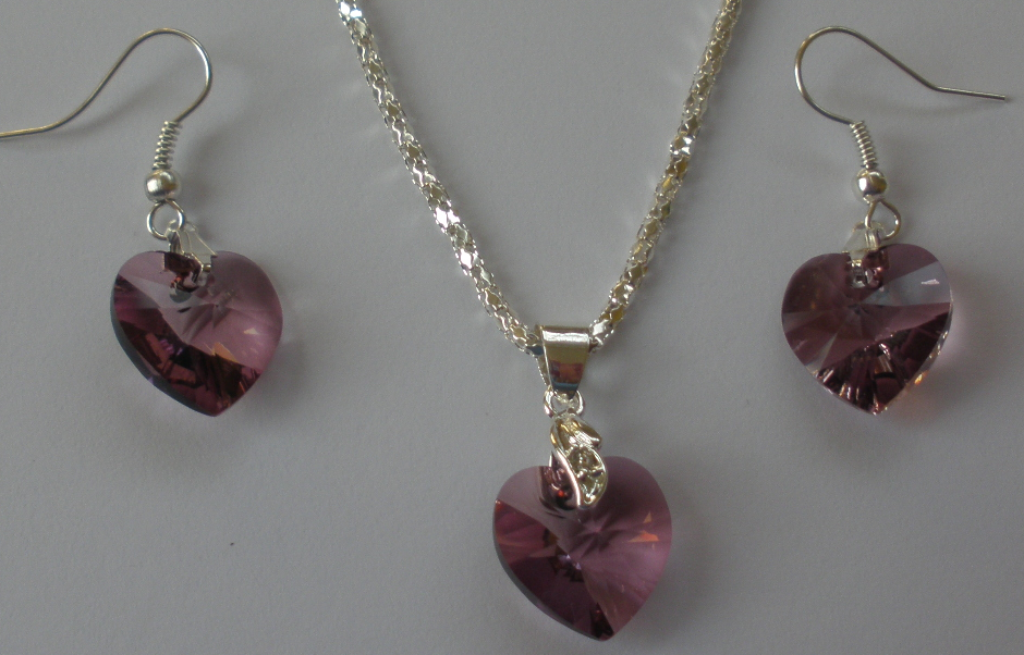Sada Swarovski Srdce Antique Pink s bižuterními komponenty (Sw14Sr8)