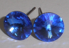 Náušnice Swarovski Rivoli Sapphire na puzetě s AG925 (Puz8_37)