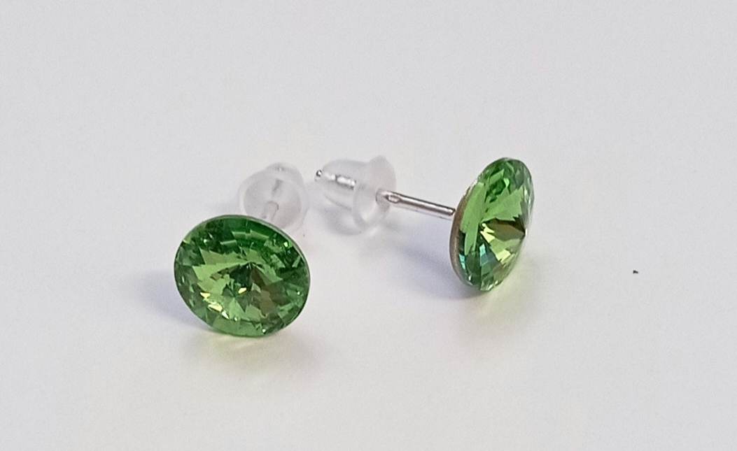 Náušnice Swarovski Rivoli Peridot na puzetě s AG925 (Puz8_46)