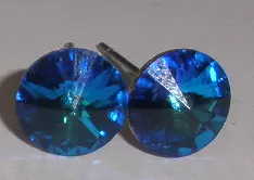 Náušnice Swarovski Rivoli Bermuda Blue na puzetě s AG925 (Puz8_33)