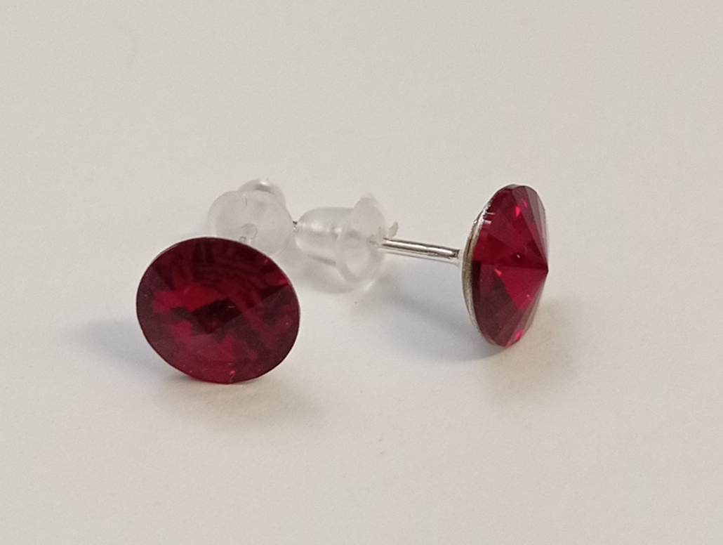 Náušnice Swarovski Rivoli Siam na puzetě s AG925 (Puz8_23)