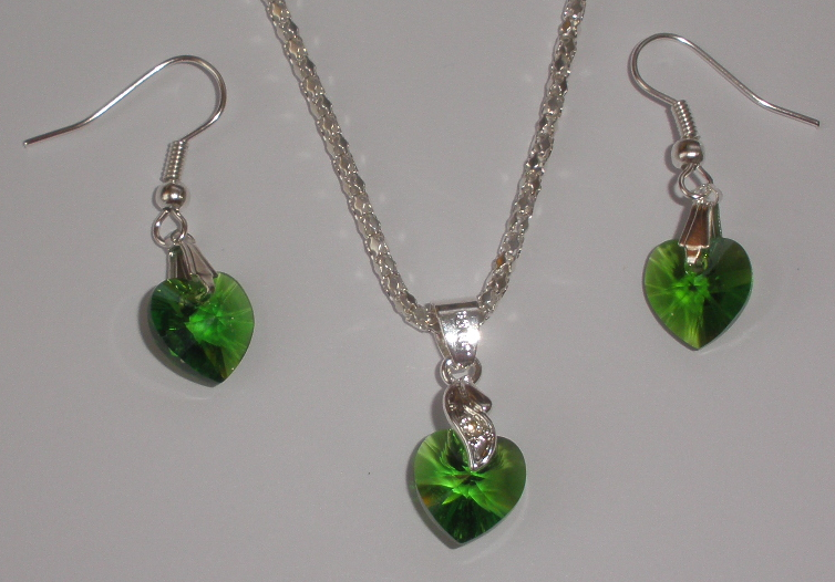 Sada Swarovski Srdce Fern Green s bižuterními komponenty (Sw10Sr39)