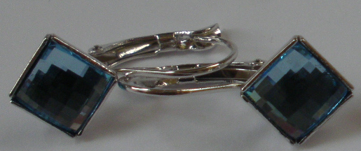 Náušnice Swarovski Chessboard Aquamarine rhodiované (Che39)