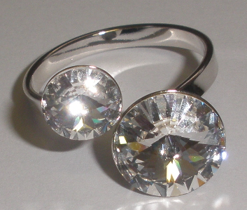 Dvojitý prstýnek Swarovski Rivoli Crystal rhodiovaný (SwPr2R_1)