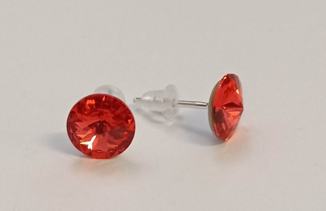 Náušnice Swarovski Rivoli Padparadscha na puzetě s AG925 (Puz8_16)
