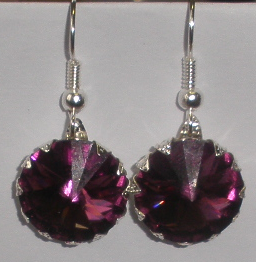 Náušnice Swarovski Rivoli Amethyst v kaplíku (Kap_24)