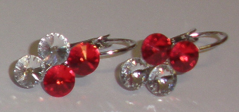 Náušnice Swarovski 4 Rivoli Light Siam/Crystal rhodiované zapínací (4R6_22/1)