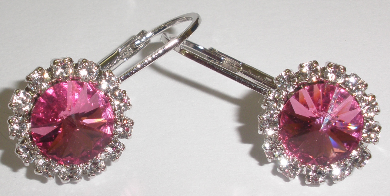 Náušnice Swarovski Rivoli Rose s kamínky rhodiované (1RKa_18)