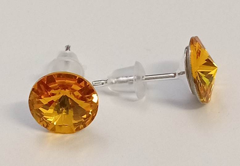 Náušnice Swarovski Rivoli Sunflower na puzetě s AG925 (Puz8_10)