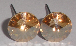 Náušnice Swarovski Rivoli Golden Shadow na rhodiované puzetě (Puz8_6)