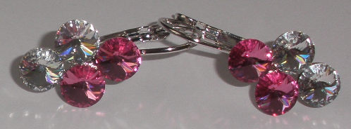 Náušnice Swarovski 4 Rivoli Rose/Crystal rhodiované zapínací (4R6_18/1)