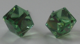 Náušnice Swarovski Kostička Peridot na rhodiované puzetě (KosPuz6_46)