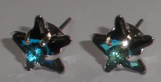 Náušnice Swarovski Hvězdička Bermuda Blue rhodiované (SwHv_33)