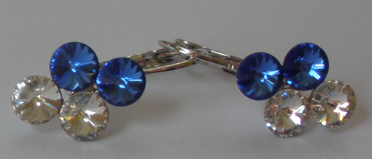 Náušnice Swarovski 4 Rivoli Sapphire/Crystal rhodiované zapínací (4R6_37/1)