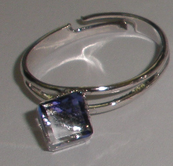 Prstýnek Swarovski Kostička Bermuda Blue rhodiovaný (SwPrKos_33)