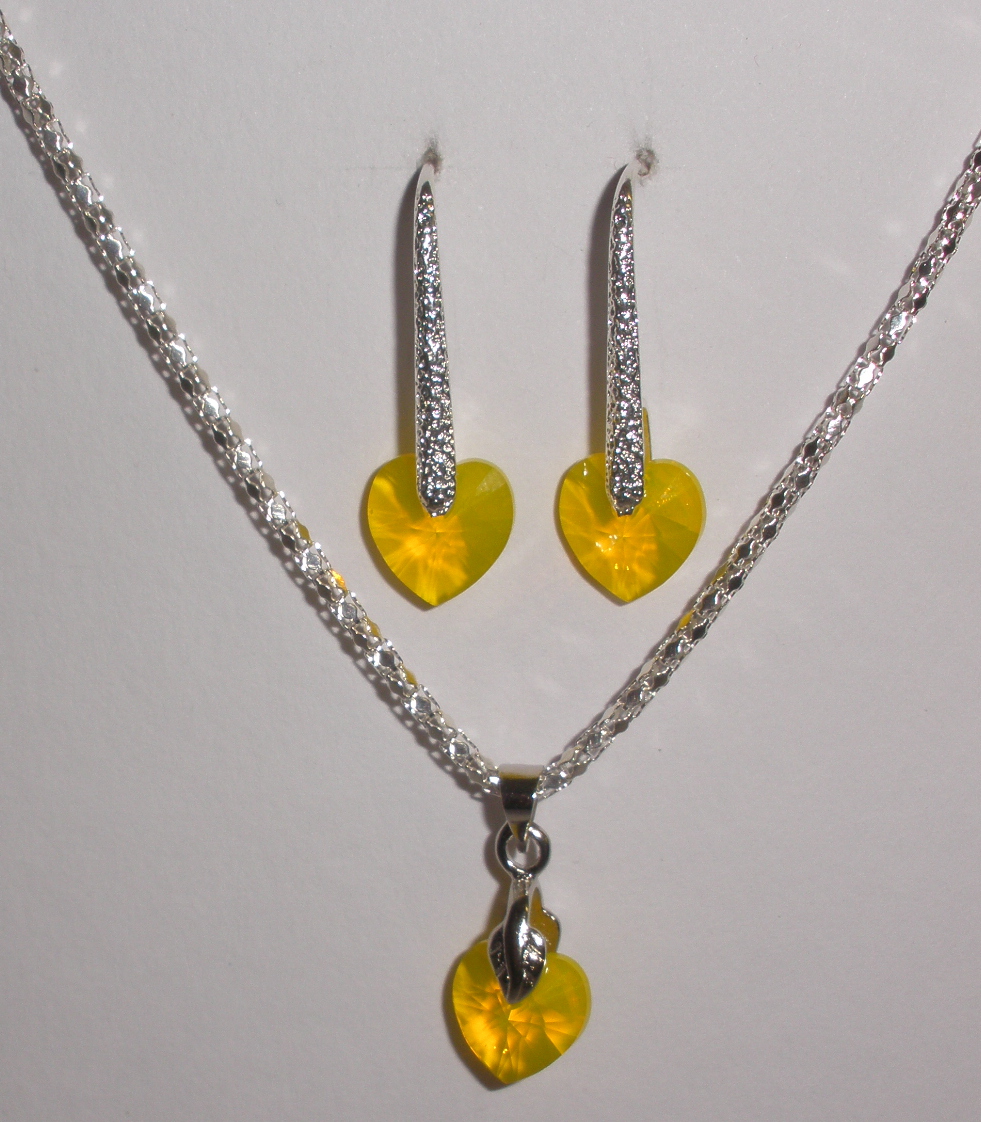 Sada Swarovski Srdce Yellow Opal s bižuterními komponenty (Sw10Sr1)