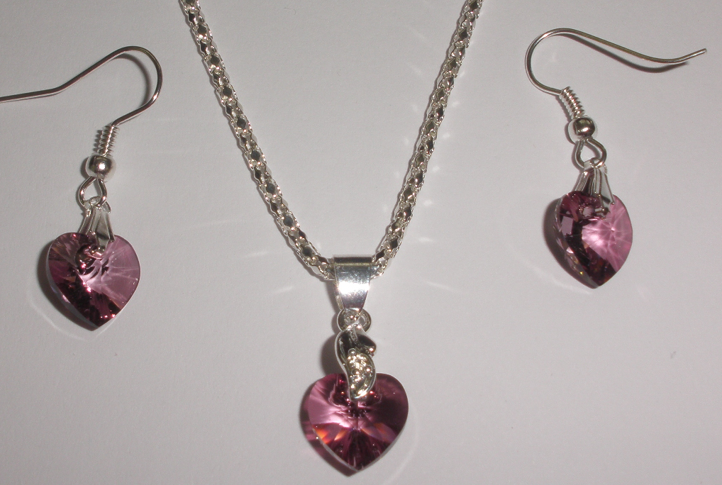 Sada Swarovski Srdce Antique Pink s bižuterními komponenty (Sw10Sr46)
