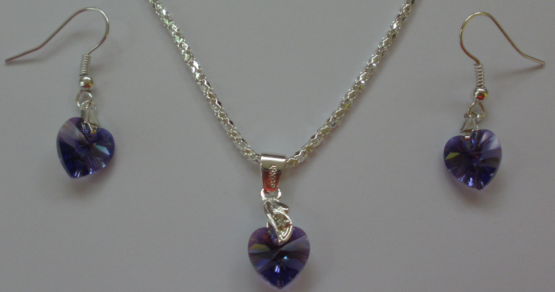 Sada Swarovski Srdce Tanzanit AB s bižuterními komponenty (Sw10Sr47)
