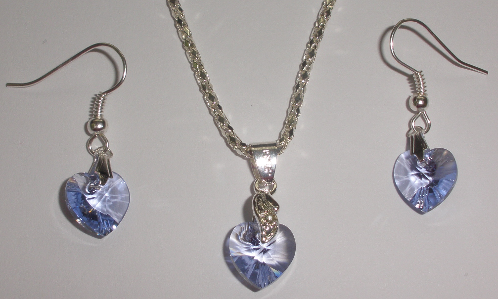 Sada Swarovski Srdce Provence Levander s bižuterními komponenty (Sw10Sr49)
