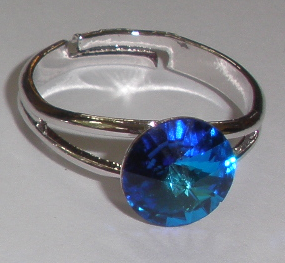 Prstýnek Swarovski Rivoli Bermuda Blue rhodiovaný (SwPr8_33)