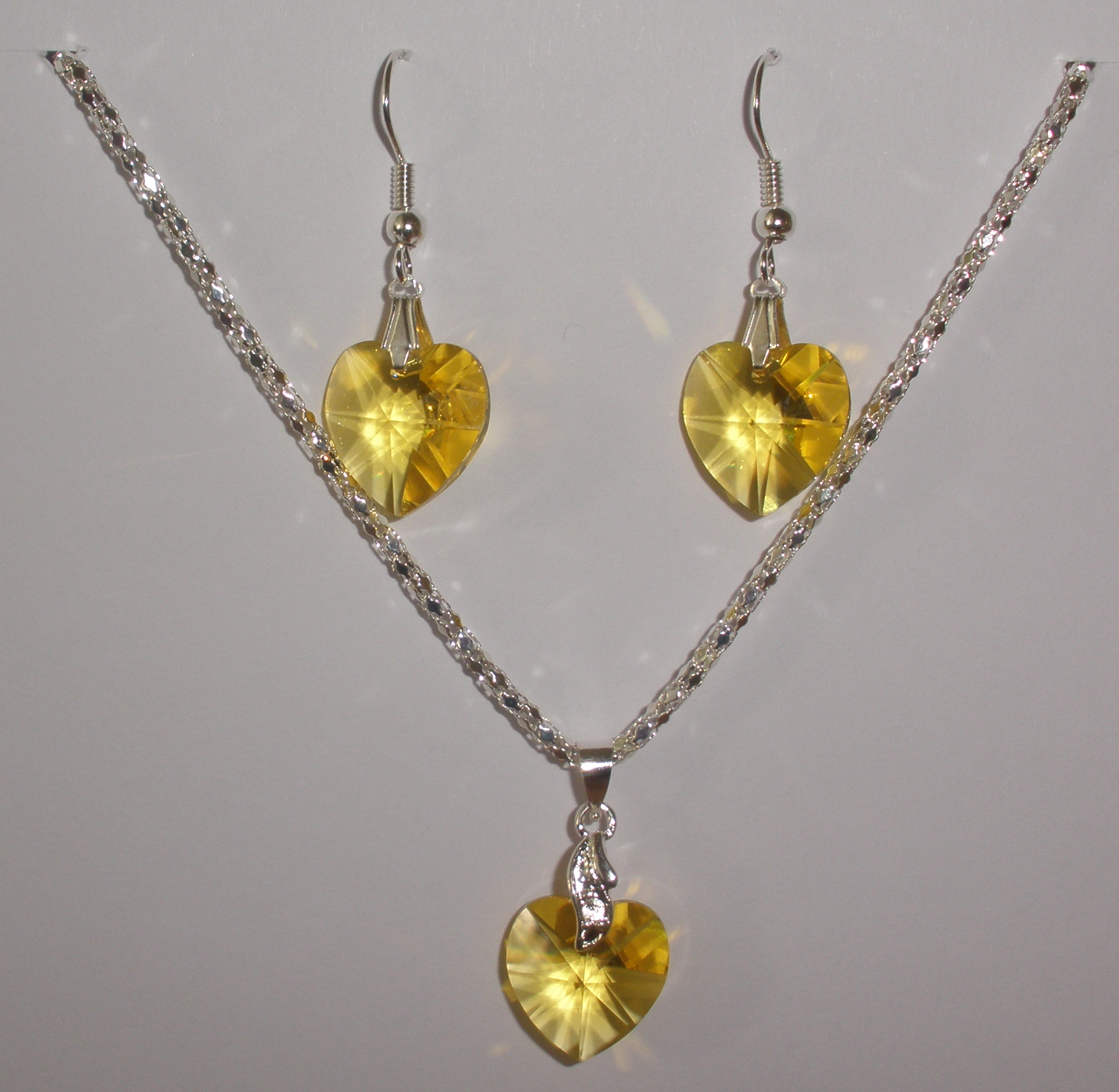 Sada Swarovski Srdce Light Topaz s bižuterními komponenty (Sw14Sr13)