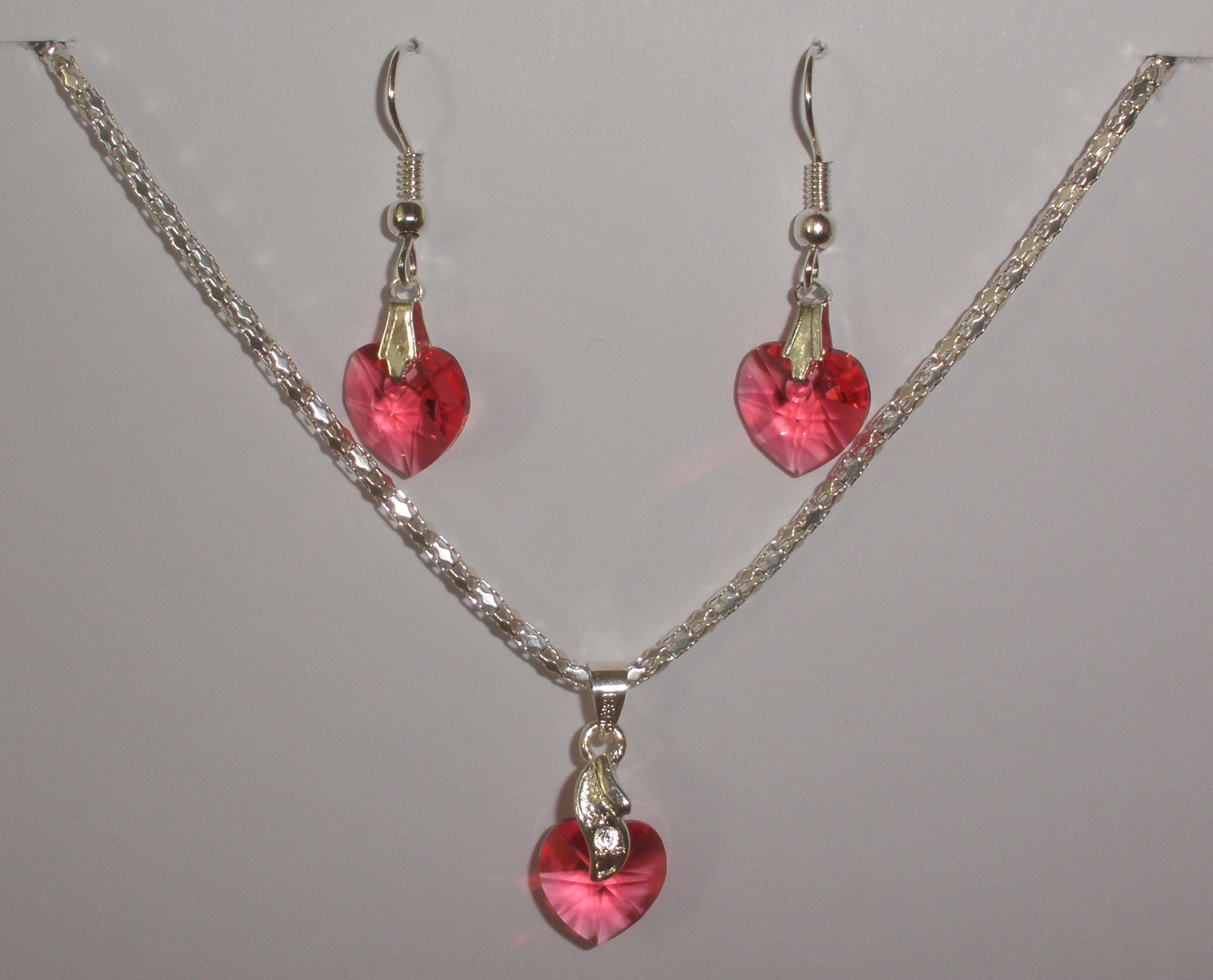 Sada Swarovski Srdce Indian Pink s bižuterními komponenty (Sw10Sr53)