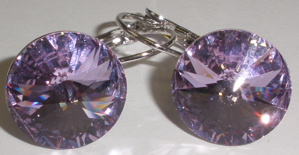 Náušnice Swarovski 1 Rivoli 14 mm Violet rhodiované zapínací (1R14_27)