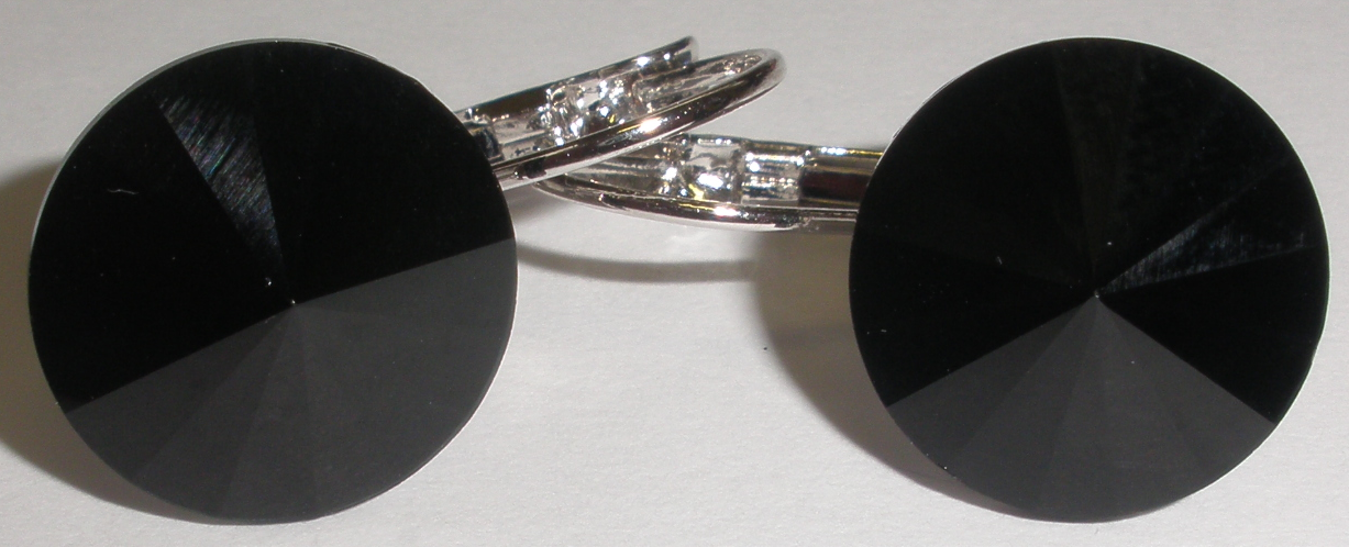 Náušnice Swarovski 1 Rivoli 14 mm Jet rhodiované zapínací (1R14_53)