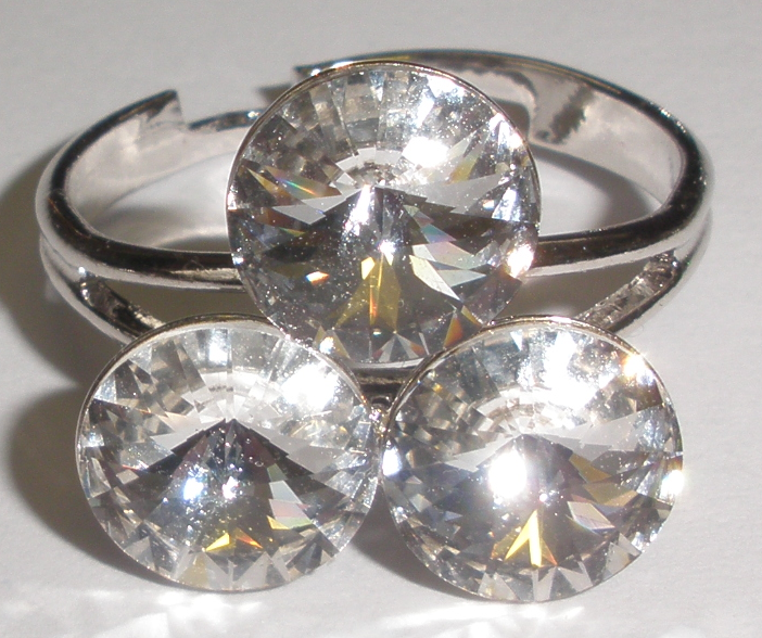 Prstýnek Swarovski 3 Rivoli Crystal rhodiovaný (SwPr3R_1B)
