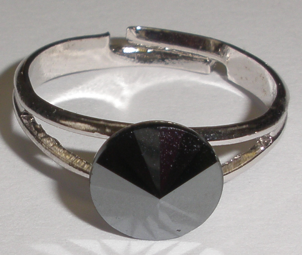 Prstýnek Swarovski Rivoli Jet Hematite rhodiovaný (SwPr8_52)