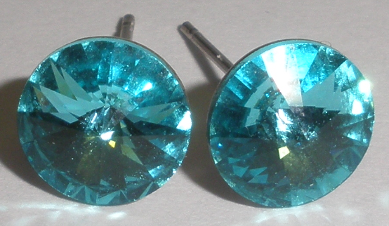 Náušnice Swarovski Rivoli Light Turquoise na rhodiované puzetě (Puz8_40)