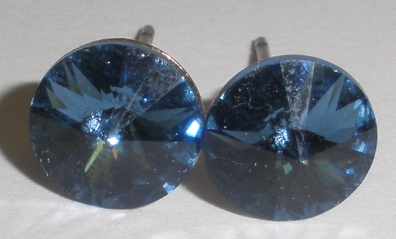 Náušnice Swarovski Rivoli Denim Blue na rhodiované puzetě (Puz8_35)