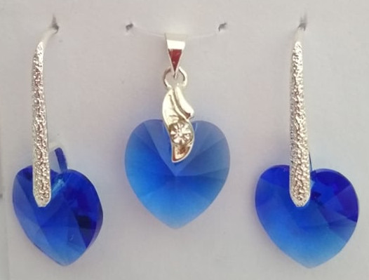 Sada Swarovski Srdce Majestic Blue s bižuterními komponenty (Sw14Sr15)
